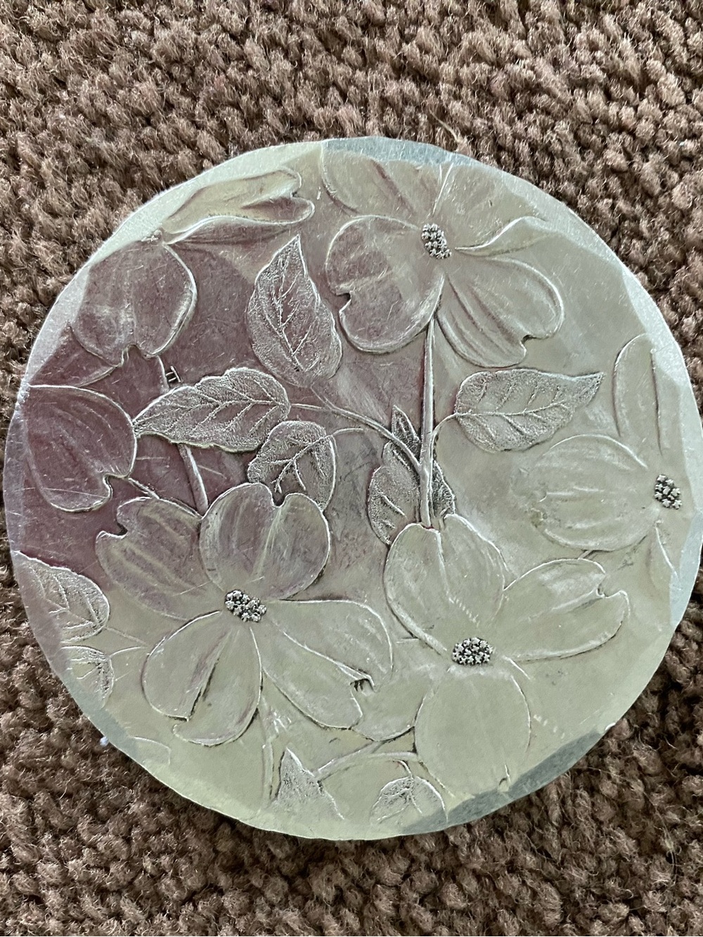 Wendell August Aluminum Dogwood Compact Mirror